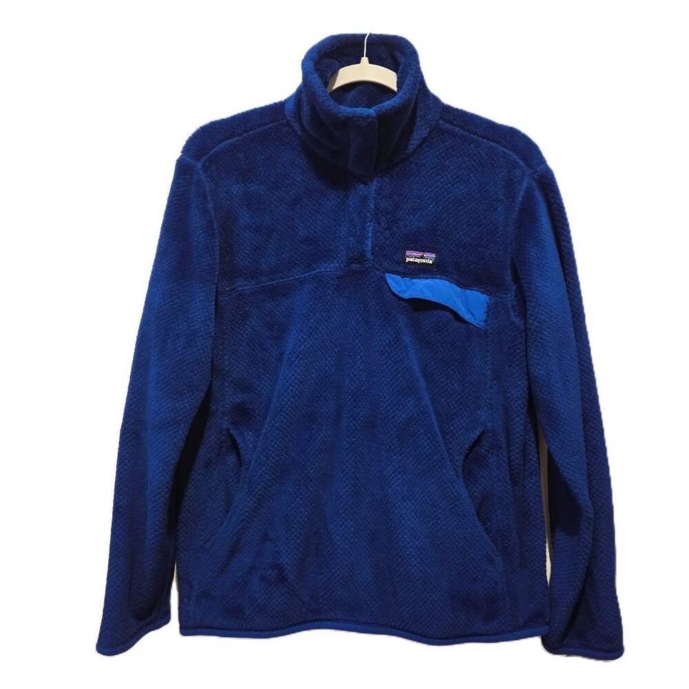 Patagonia Blue Re-Tool Snap-T Fleece Pullover Polartec Fluffy Womens Large - Picture 1 of 4